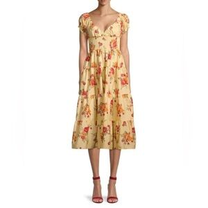 Poplin smocked bodice maxi floral dress